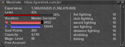 Signature for player Mandrake